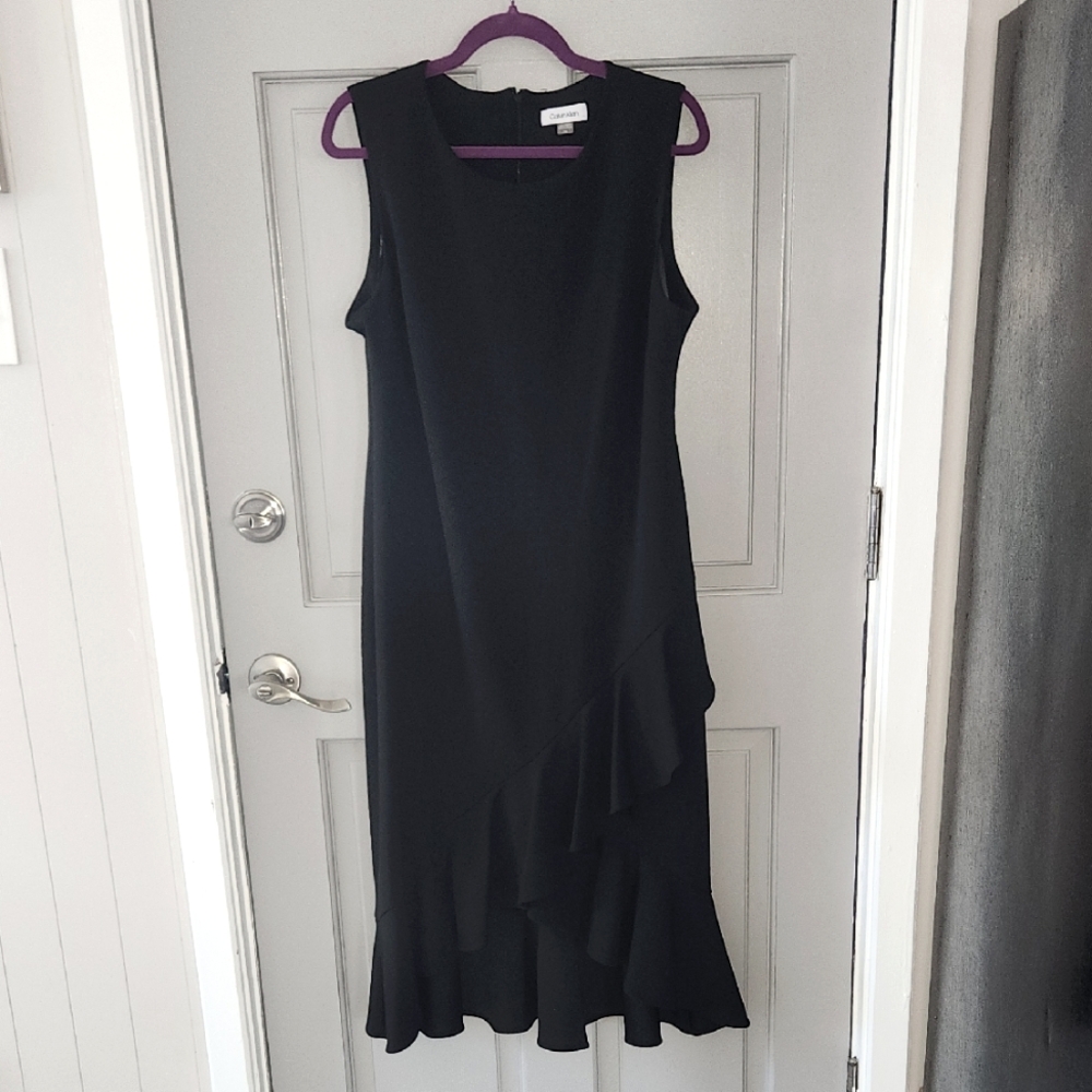 Calvin Klein Black High-Low Ruffled Dress Sz. 16